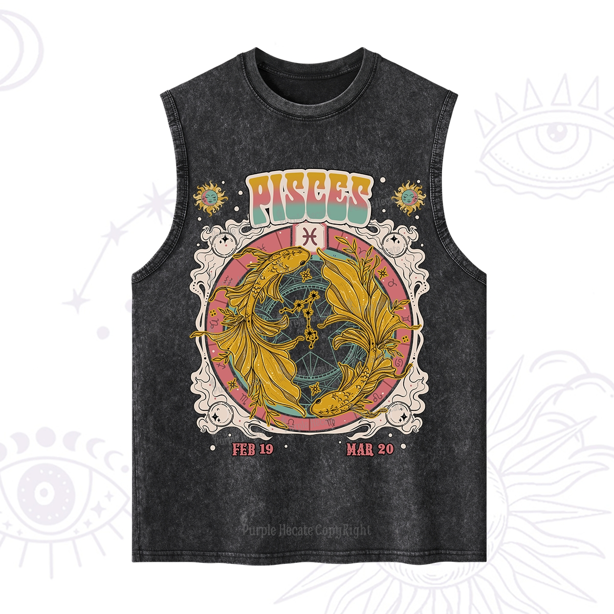 Purplehecate Pisces Cosmic Zodiac Washed Tank