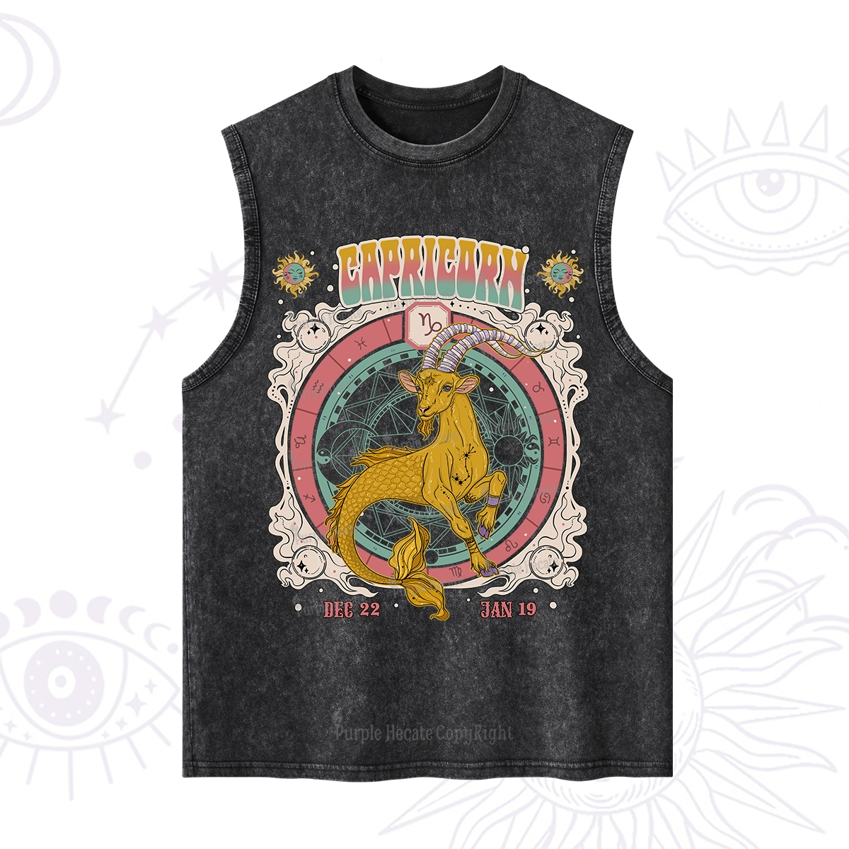 Purplehecate Capricorn Cosmic Zodiac Washed Tank