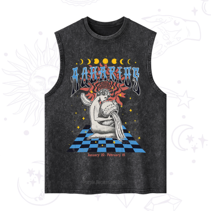 Purplehecate Aquarius Crew Zodiac Washed Tank