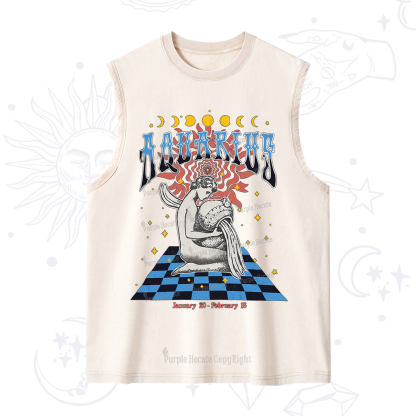 Purplehecate Aquarius Crew Zodiac Washed Tank