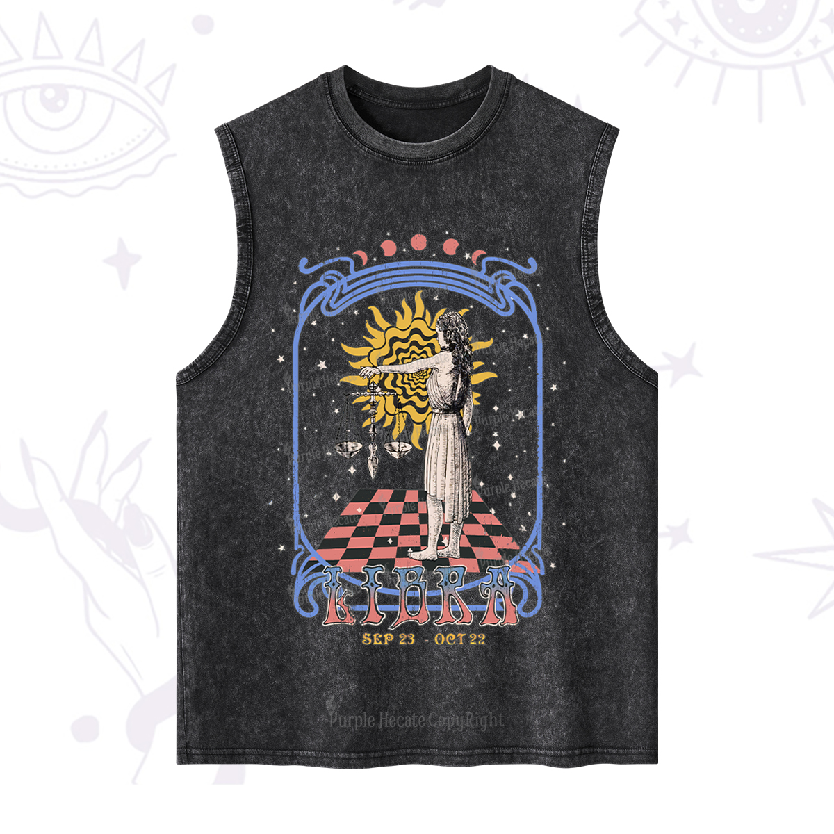 Purplehecate Libra Crew Zodiac Washed Tank