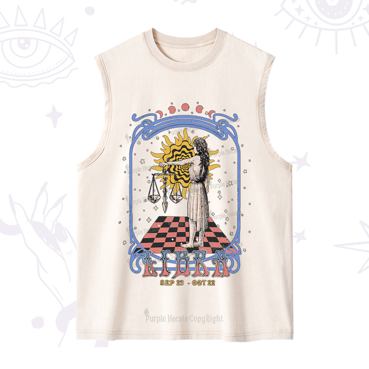 Purplehecate Libra Crew Zodiac Washed Tank