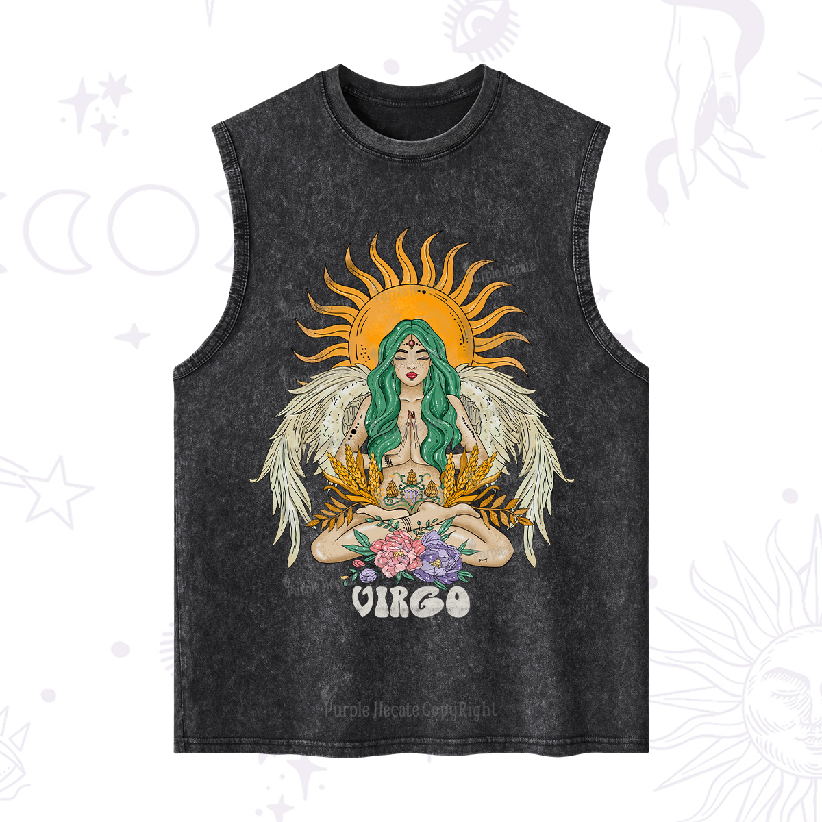 Purplehecate Sun Guardian Of Virgo Zodiac Washed Tank