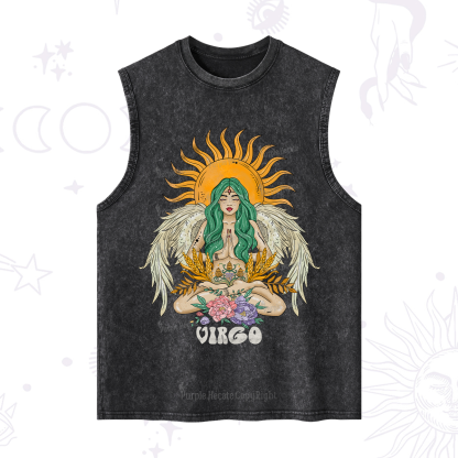 Purplehecate Sun Guardian Of Virgo Zodiac Washed Tank