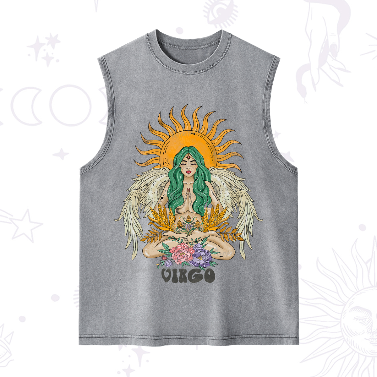 Purplehecate Sun Guardian Of Virgo Zodiac Washed Tank