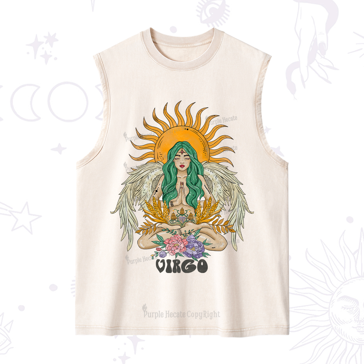 Purplehecate Sun Guardian Of Virgo Zodiac Washed Tank