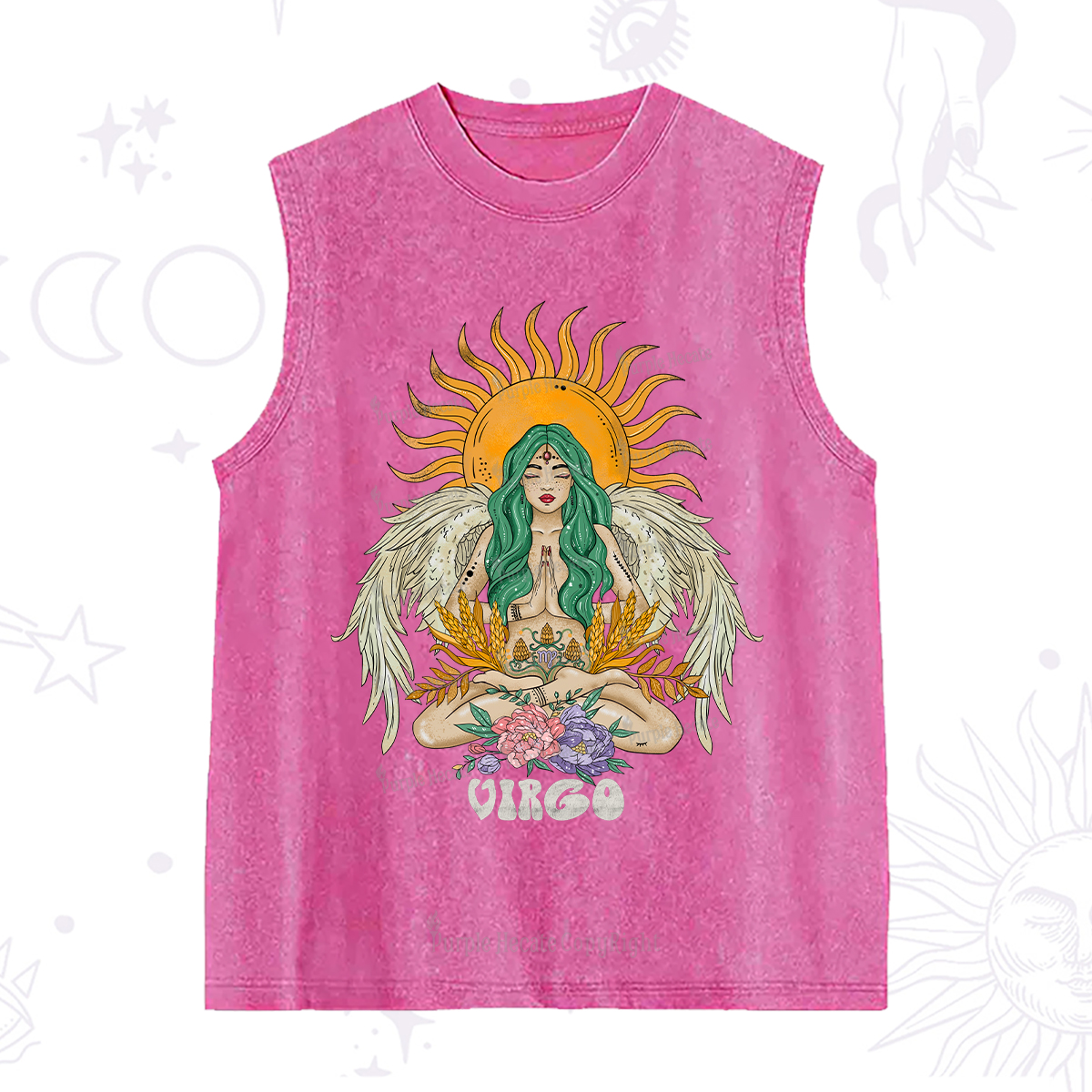 Purplehecate Sun Guardian Of Virgo Zodiac Washed Tank