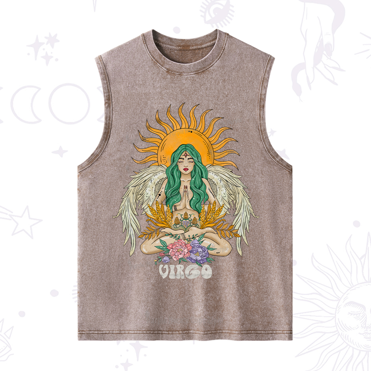 Purplehecate Sun Guardian Of Virgo Zodiac Washed Tank