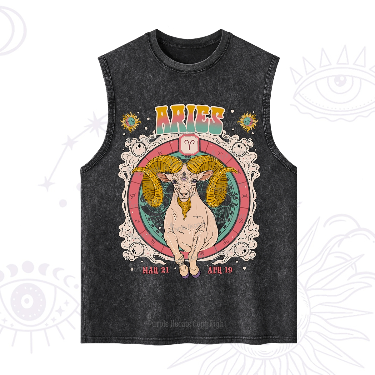 Purplehecate Aries Cosmic Zodiac Washed Tank