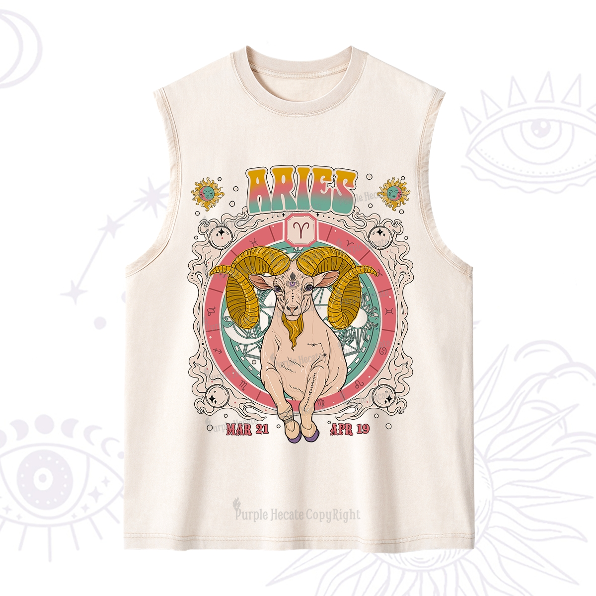 Purplehecate Aries Cosmic Zodiac Washed Tank
