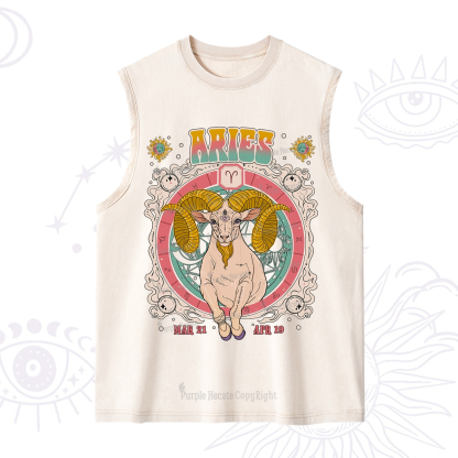 Purplehecate Aries Cosmic Zodiac Washed Tank