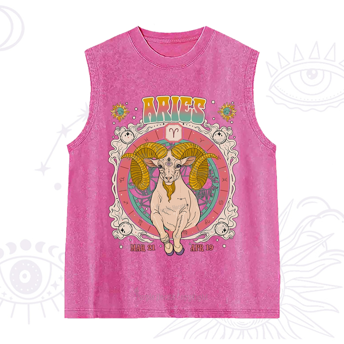 Purplehecate Aries Cosmic Zodiac Washed Tank