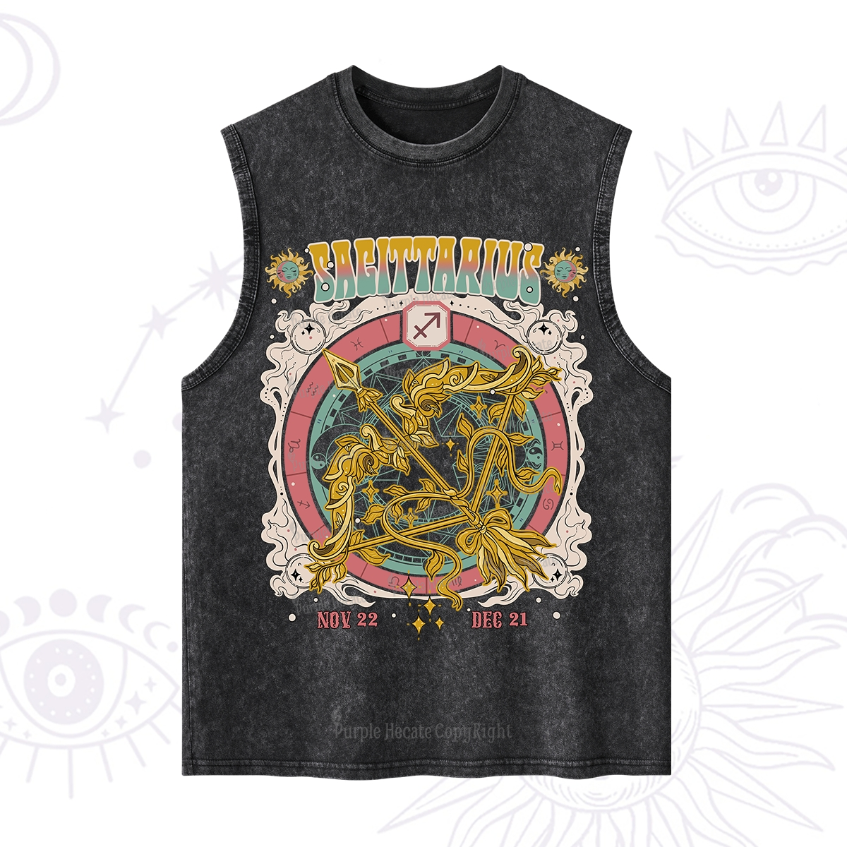 Purplehecate Sagittarius Cosmic Zodiac Washed Tank