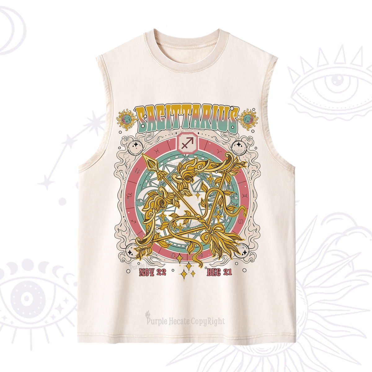 Purplehecate Sagittarius Cosmic Zodiac Washed Tank