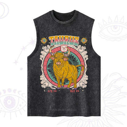 Purplehecate Taurus Cosmic Zodiac  Washed Tank