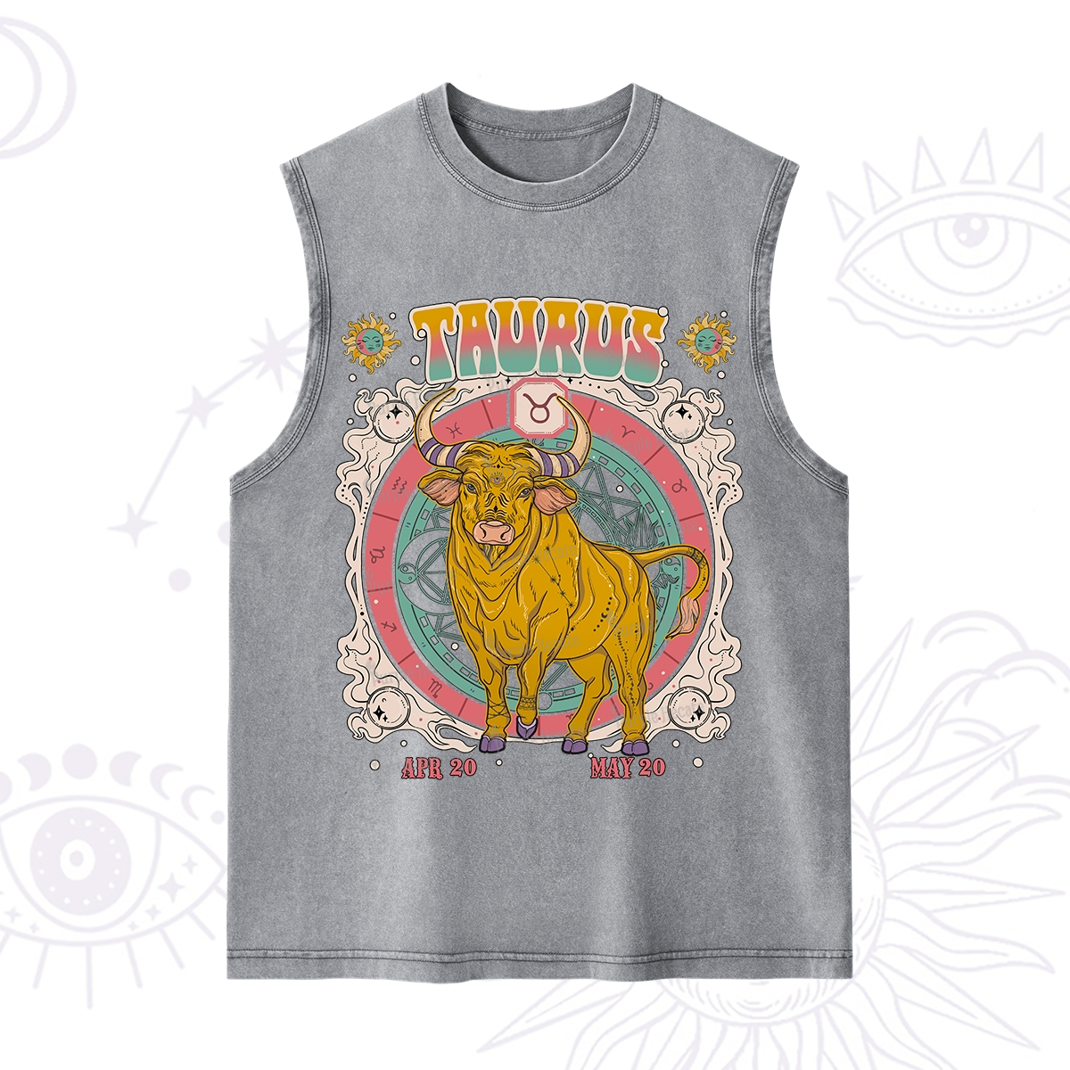 Purplehecate Taurus Cosmic Zodiac  Washed Tank