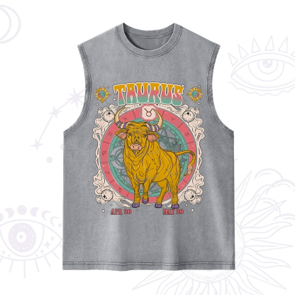 Purplehecate Taurus Cosmic Zodiac  Washed Tank