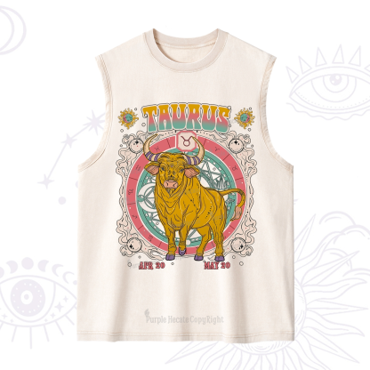 Purplehecate Taurus Cosmic Zodiac  Washed Tank