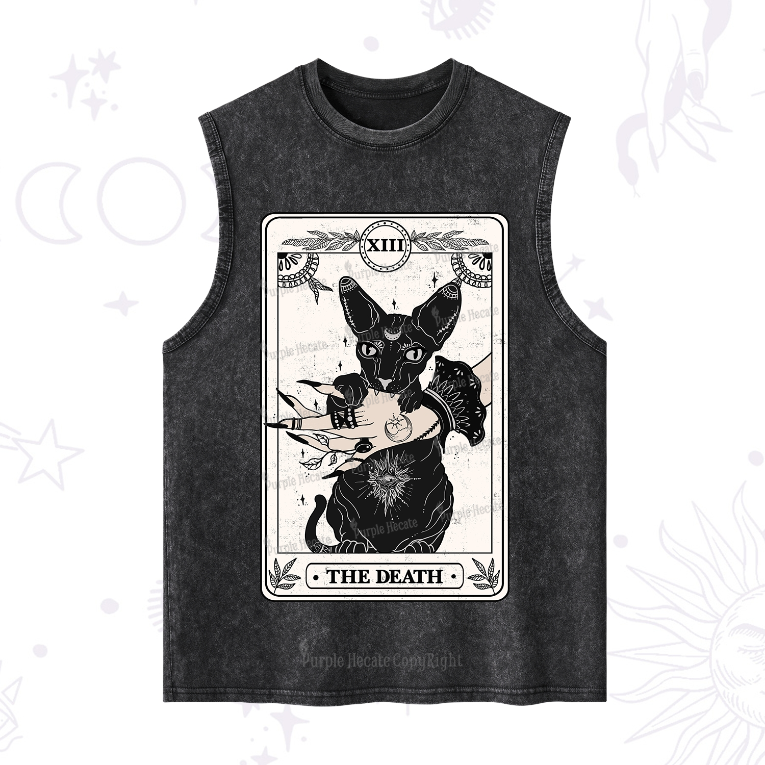 Purplehecate The Death Cat Tarot Washed Tank