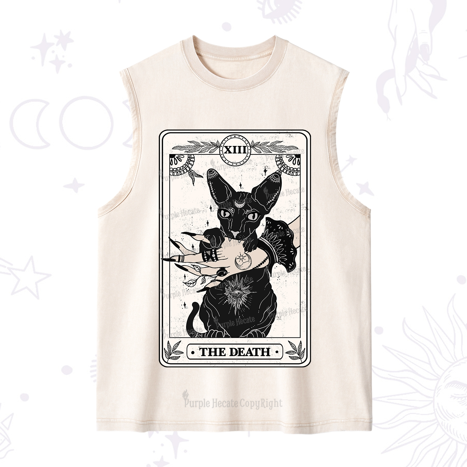 Purplehecate The Death Cat Tarot Washed Tank