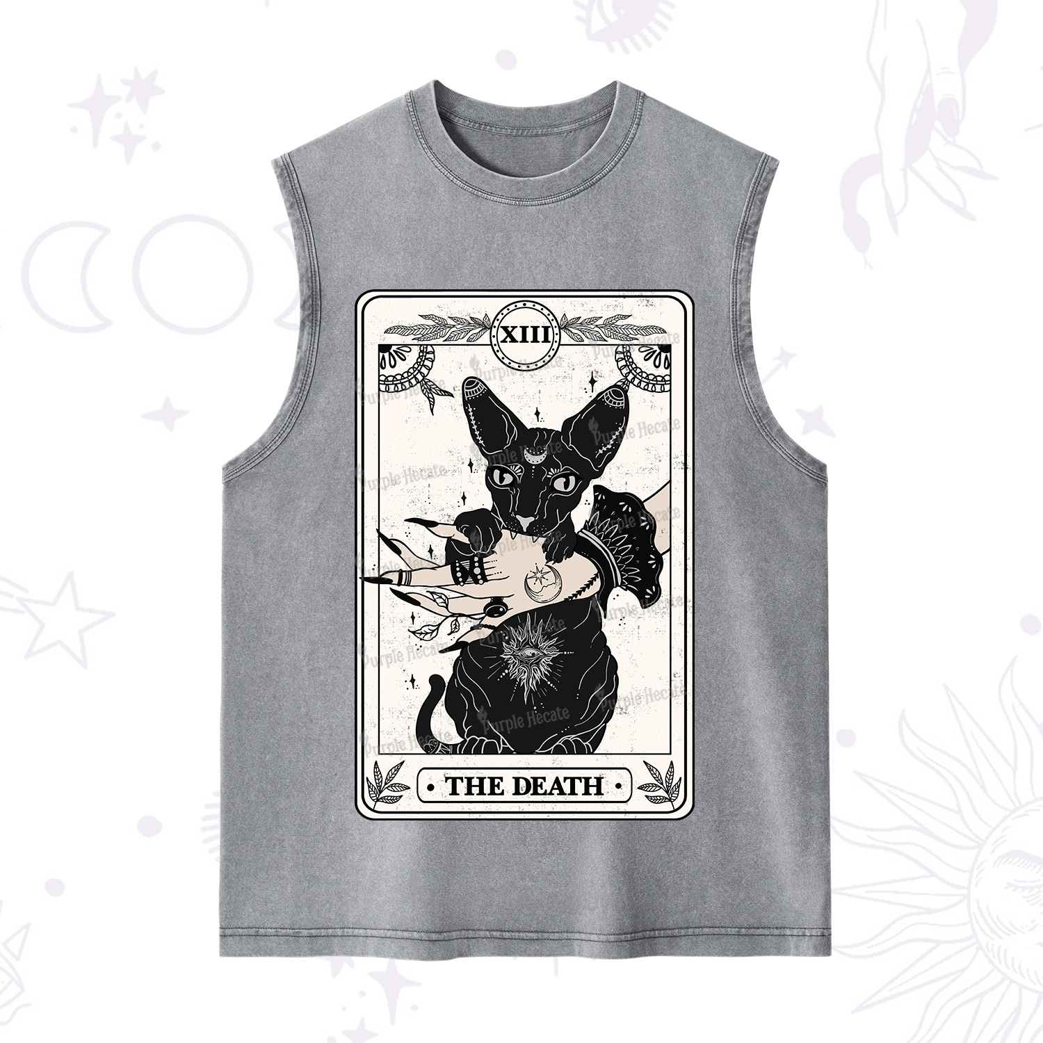 Purplehecate The Death Cat Tarot Washed Tank