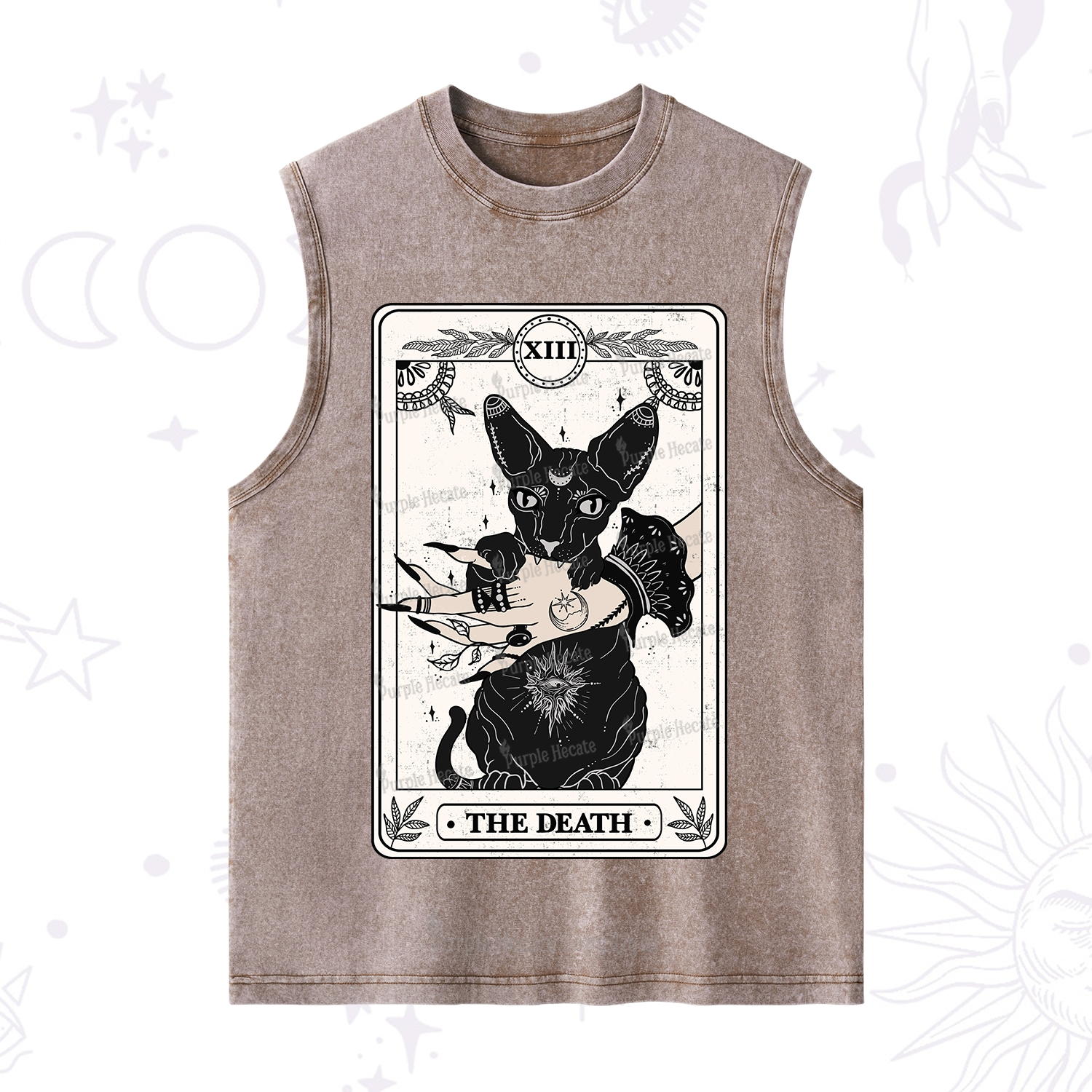 Purplehecate The Death Cat Tarot Washed Tank