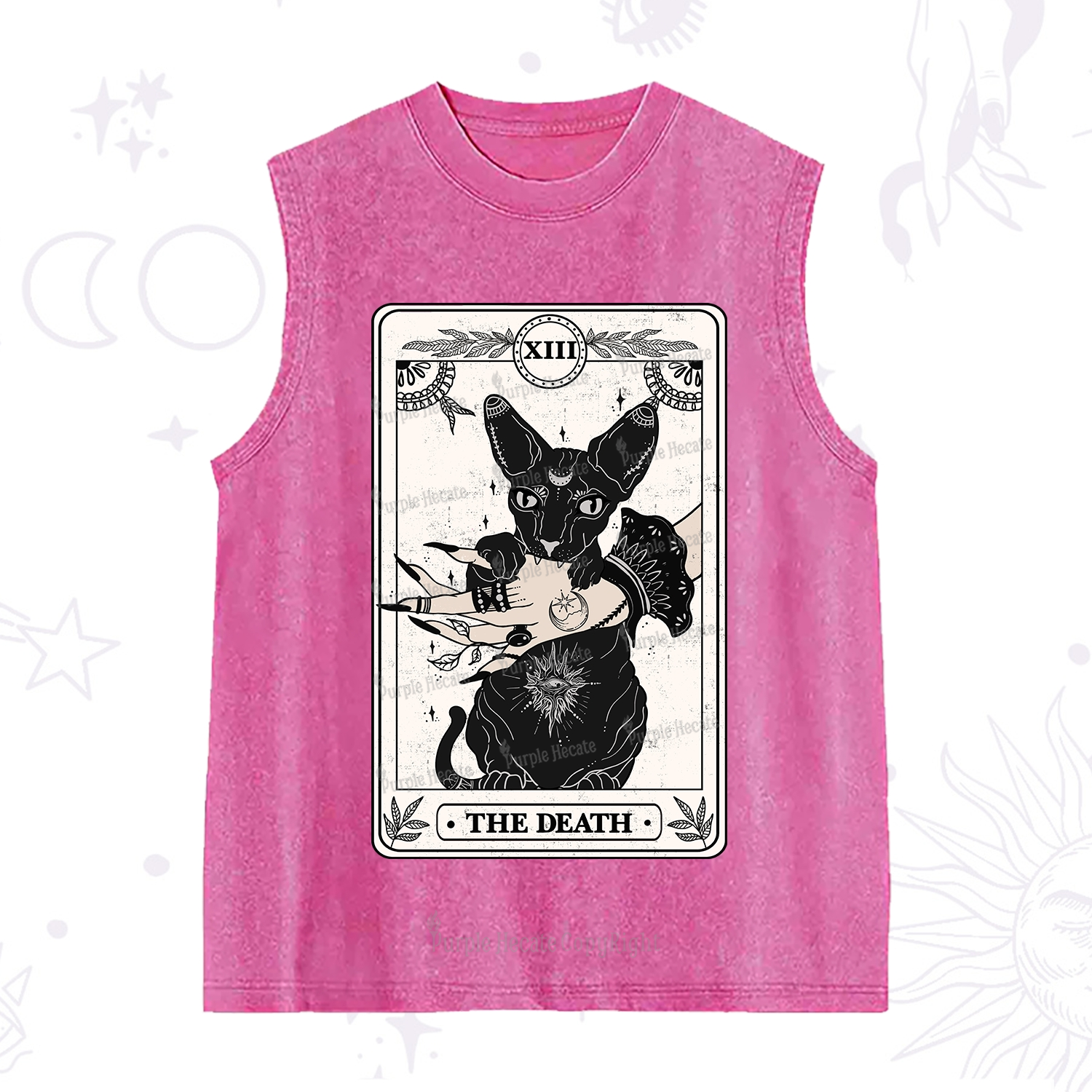 Purplehecate The Death Cat Tarot Washed Tank