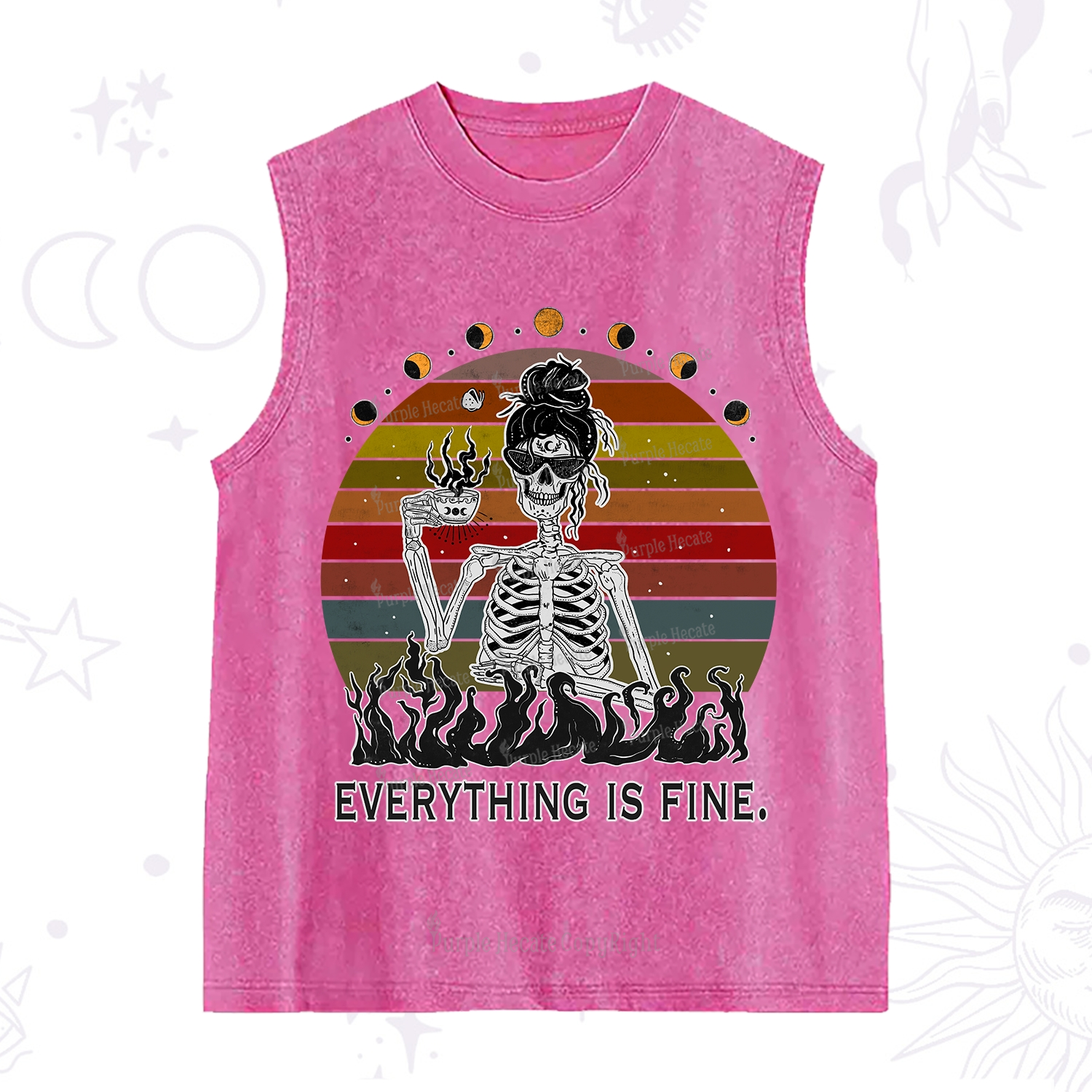 Purplehecate Everything Is Fine Skeleton Washed Tank