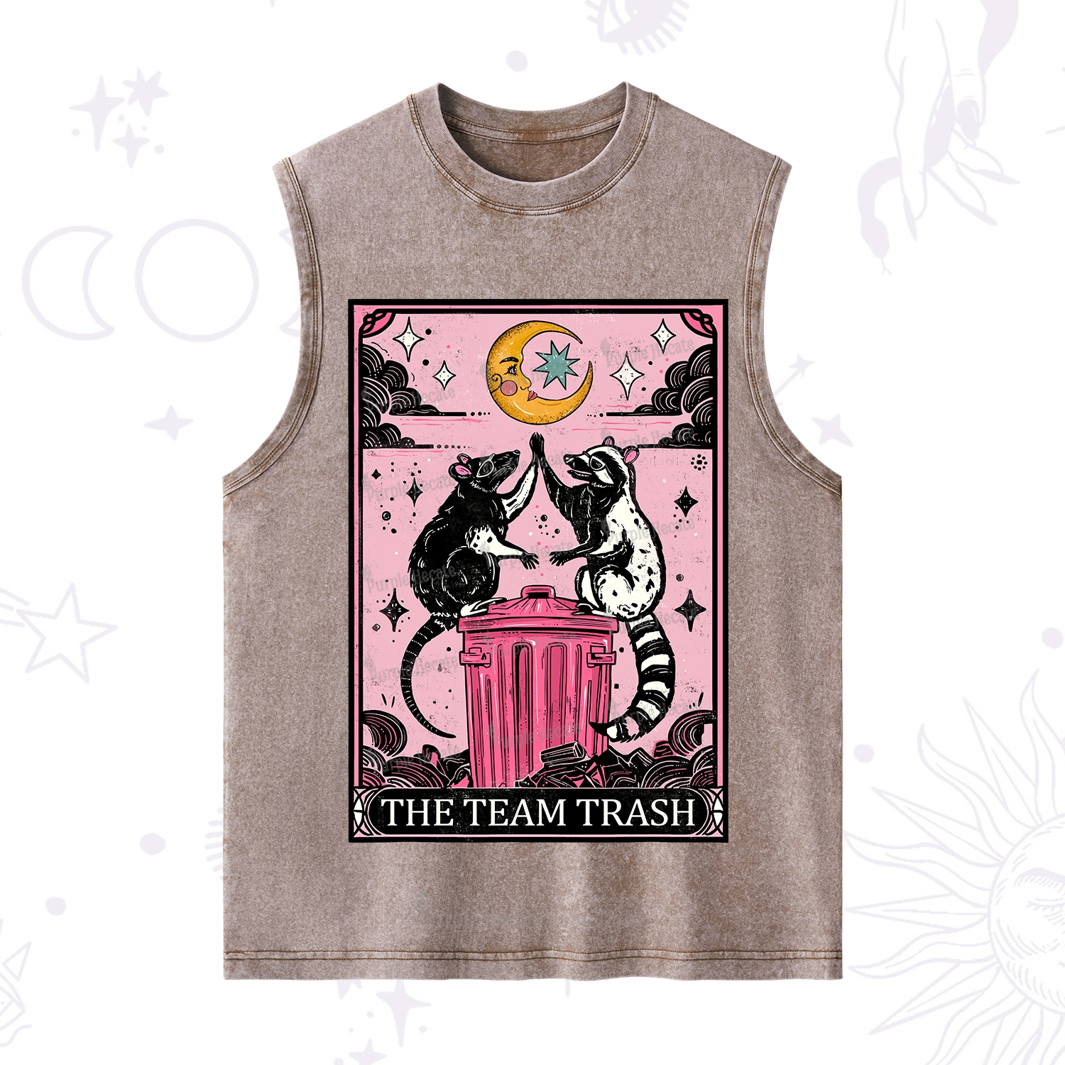 Purplehecate The Team Trash Opossum tarot Washed Tank