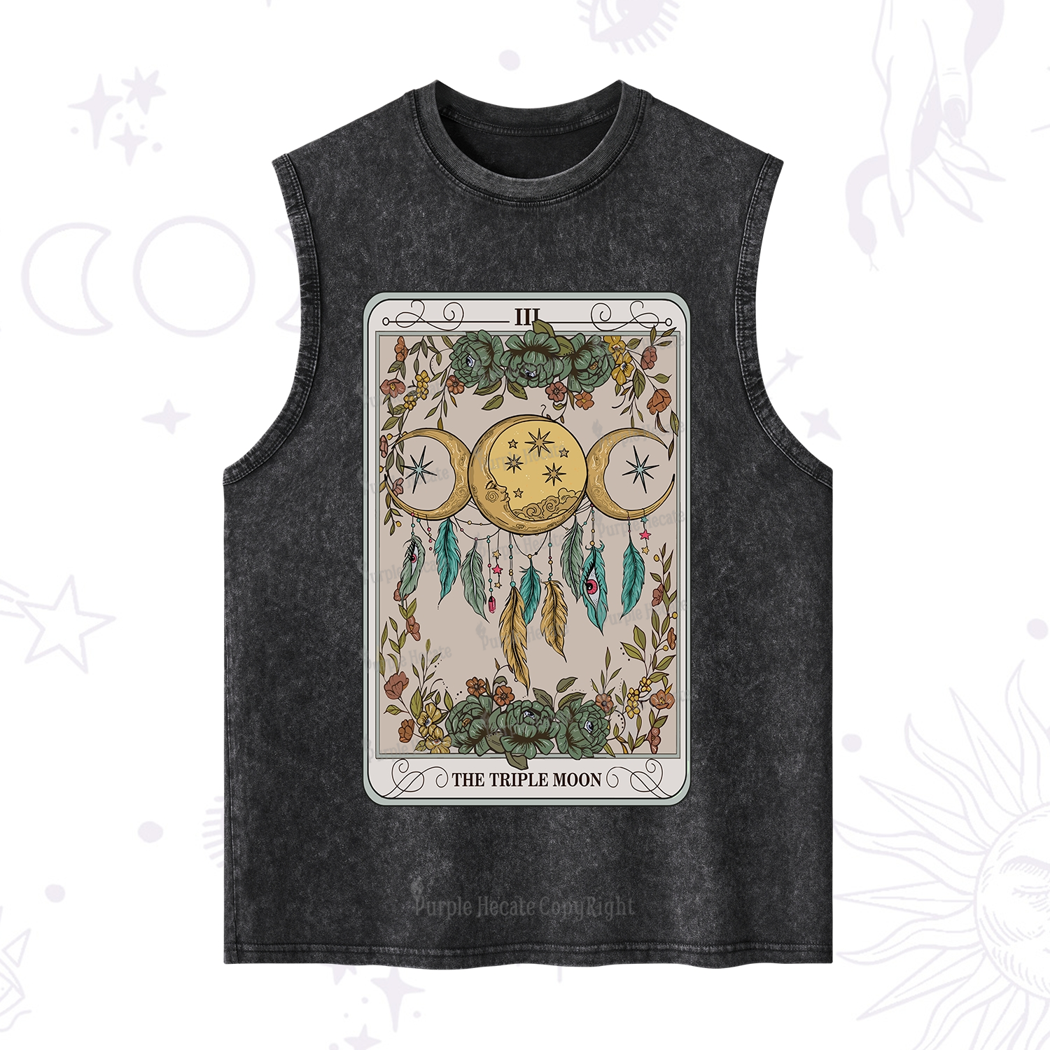 Purplehecate The Triple Moon Tarot Card Washed Tank