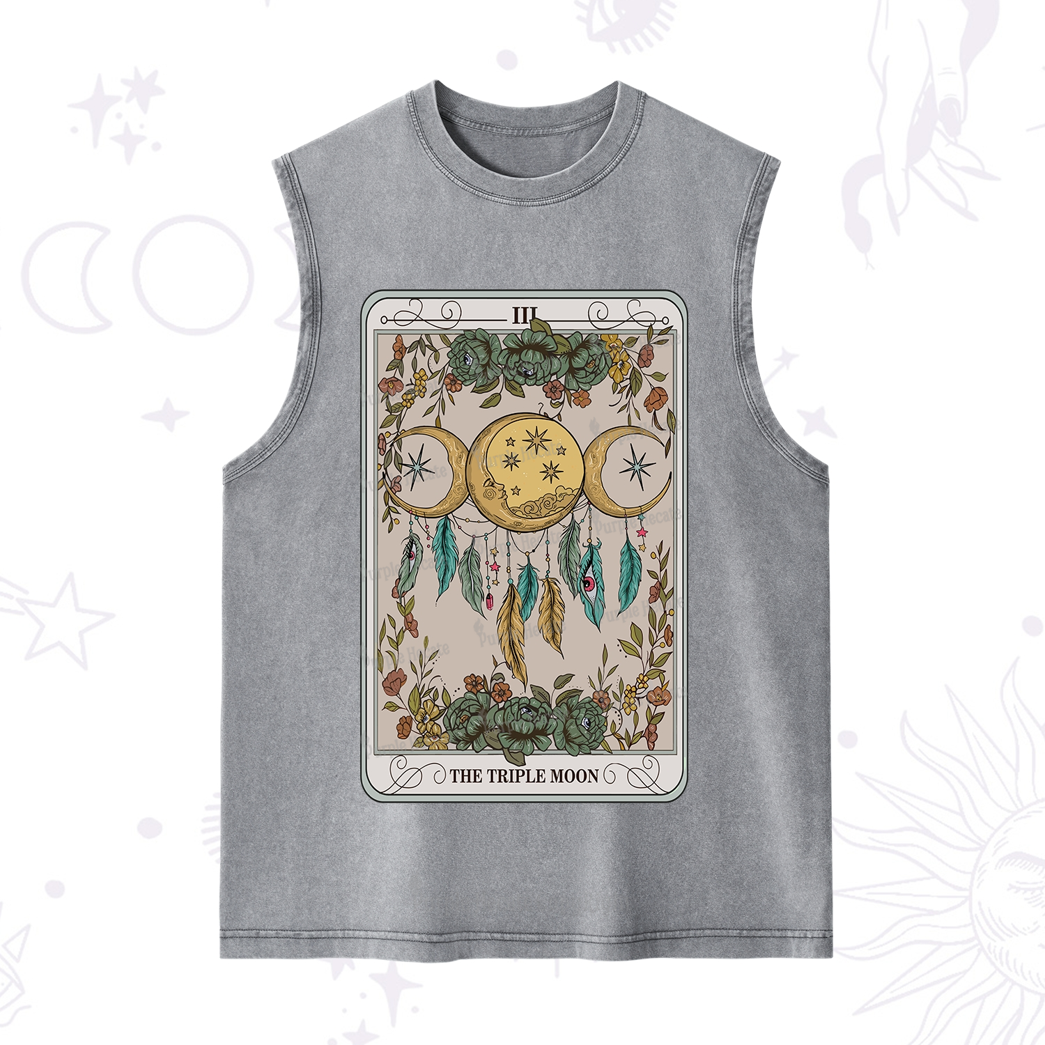 Purplehecate The Triple Moon Tarot Card Washed Tank
