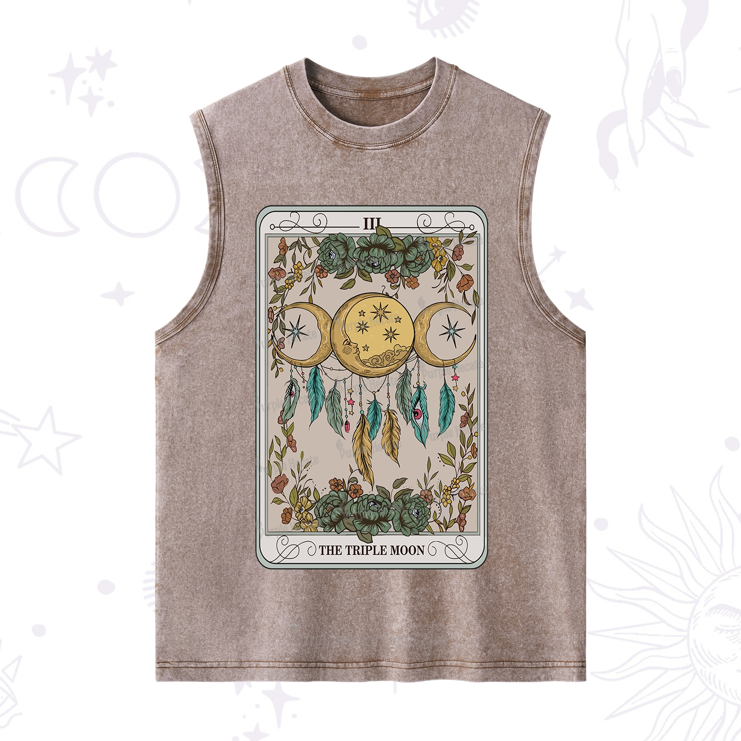 Purplehecate The Triple Moon Tarot Card Washed Tank
