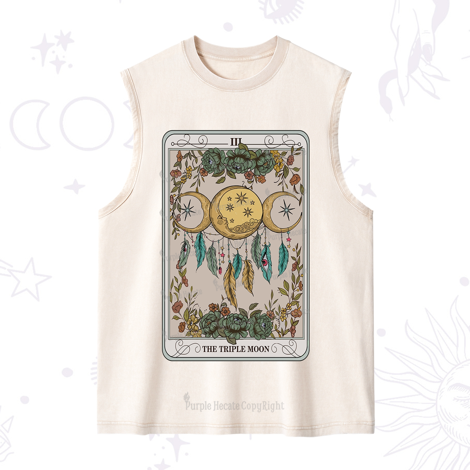 Purplehecate The Triple Moon Tarot Card Washed Tank