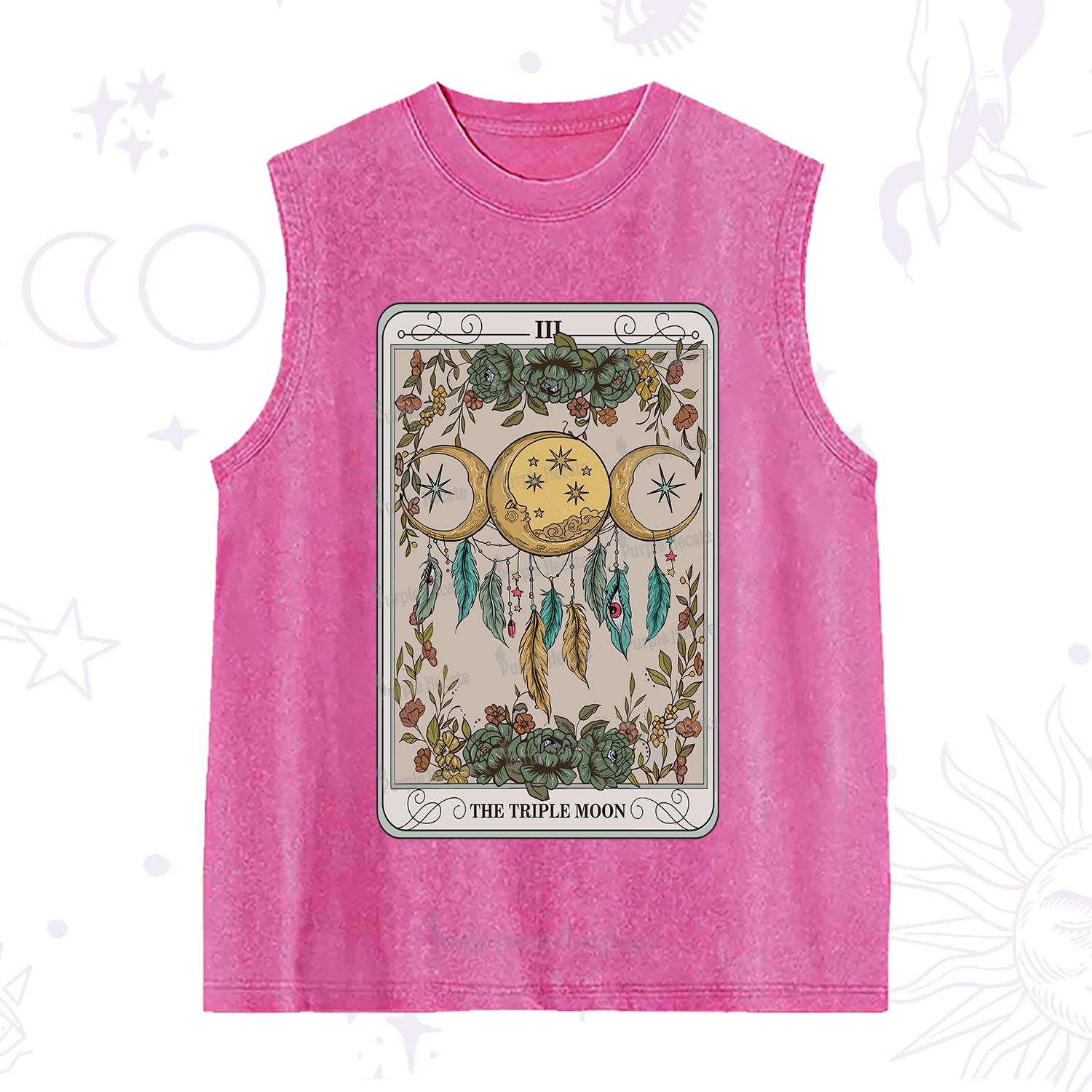Purplehecate The Triple Moon Tarot Card Washed Tank
