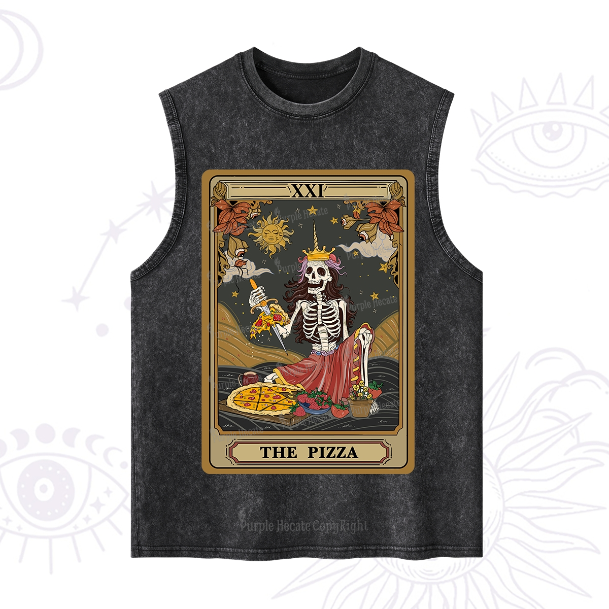 Purplehecate The Pizza Tarot Card Washed Tank
