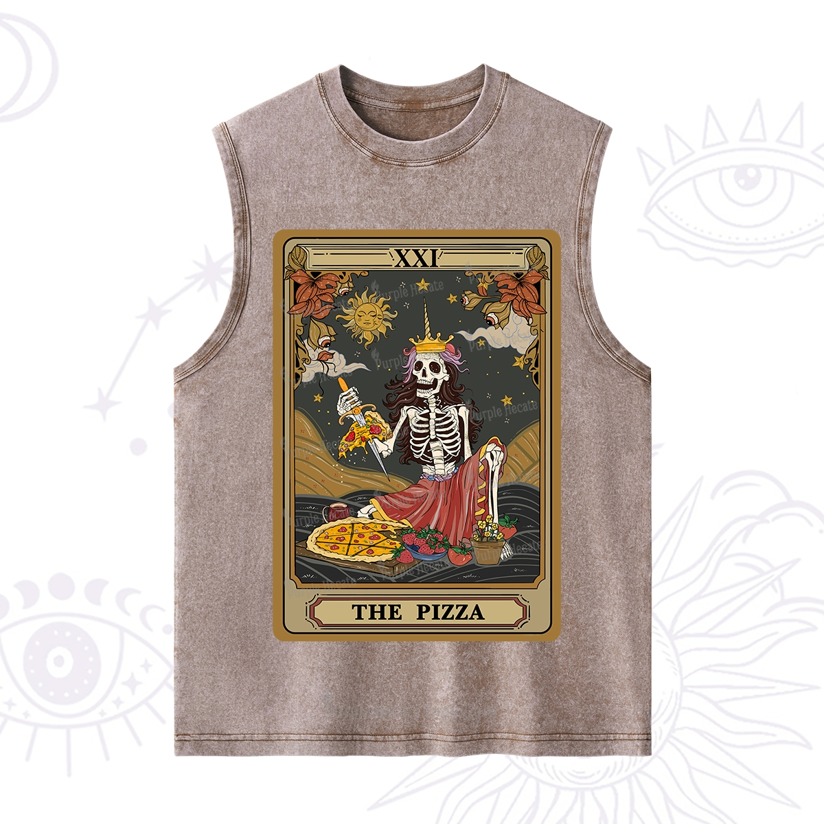 Purplehecate The Pizza Tarot Card Washed Tank