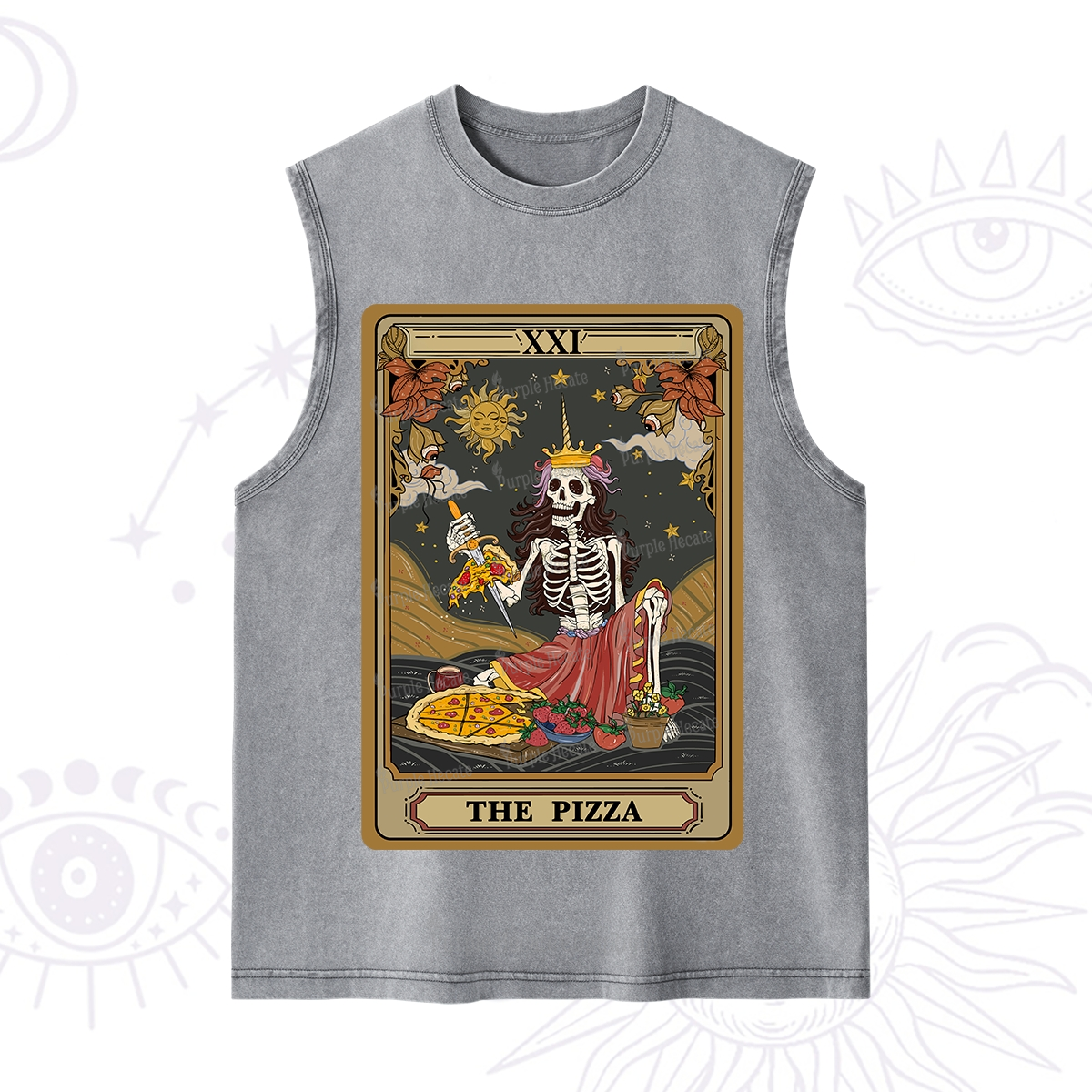 Purplehecate The Pizza Tarot Card Washed Tank