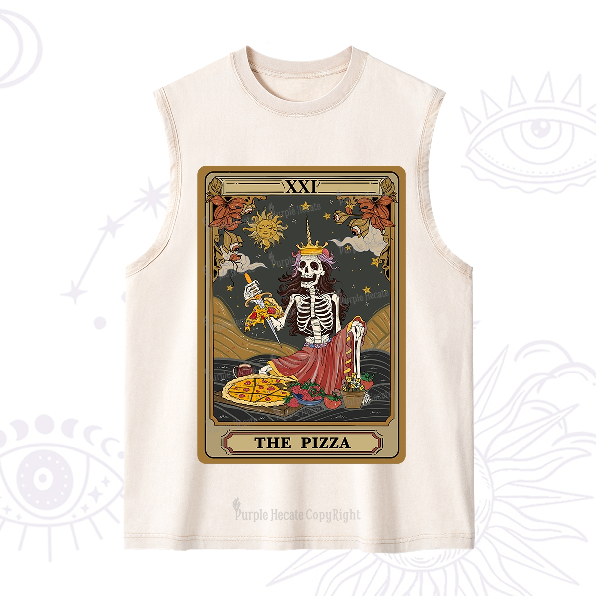 Purplehecate The Pizza Tarot Card Washed Tank