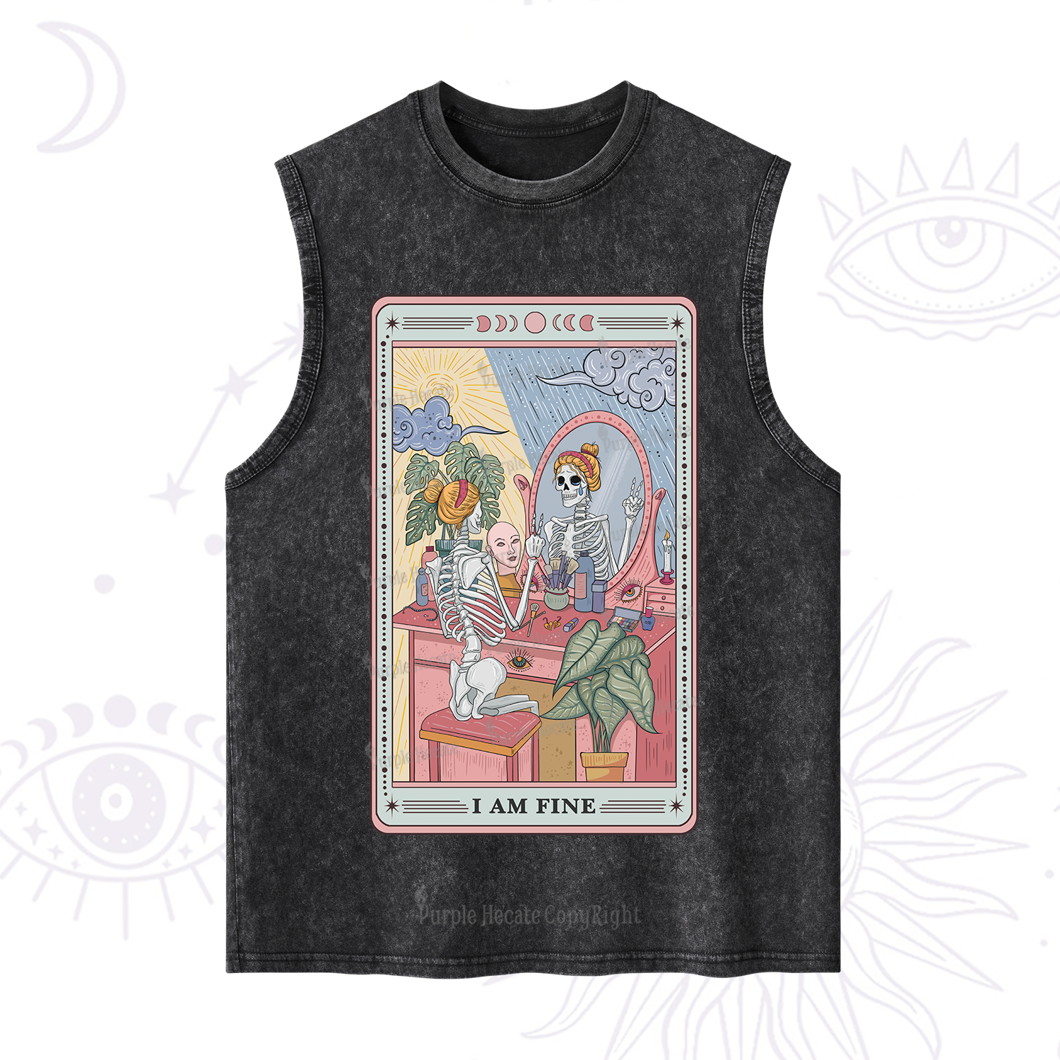 Purplehecate I Am Fine Tarot Card Washed Tank