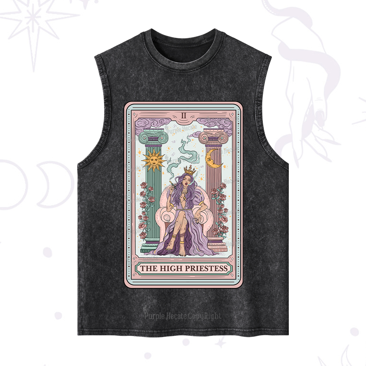 Purplehecate The High Priestess Tarot Card Washed Tank