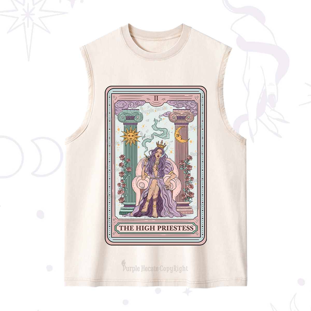 Purplehecate The High Priestess Tarot Card Washed Tank
