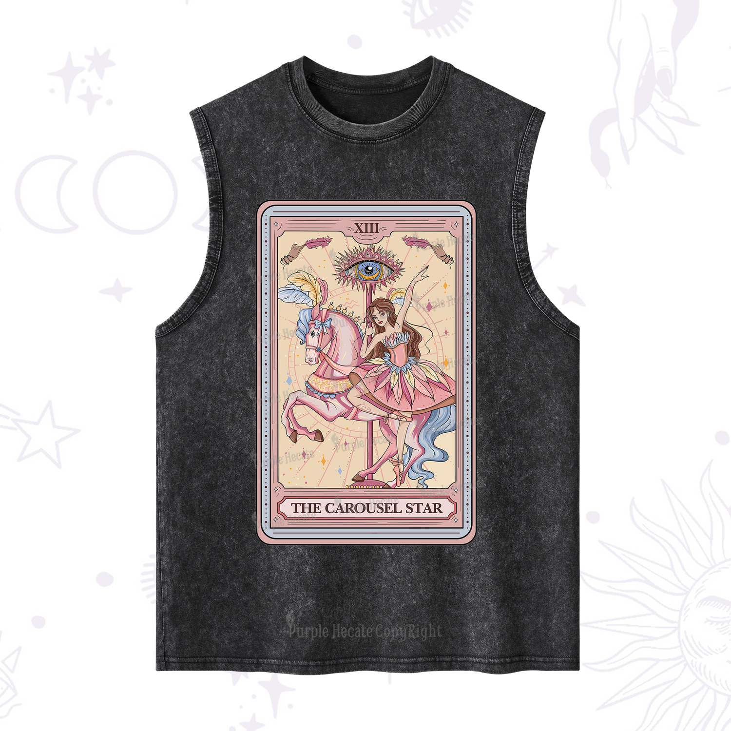 Purplehecate The Carousel Star Tarot Card Washed Tank