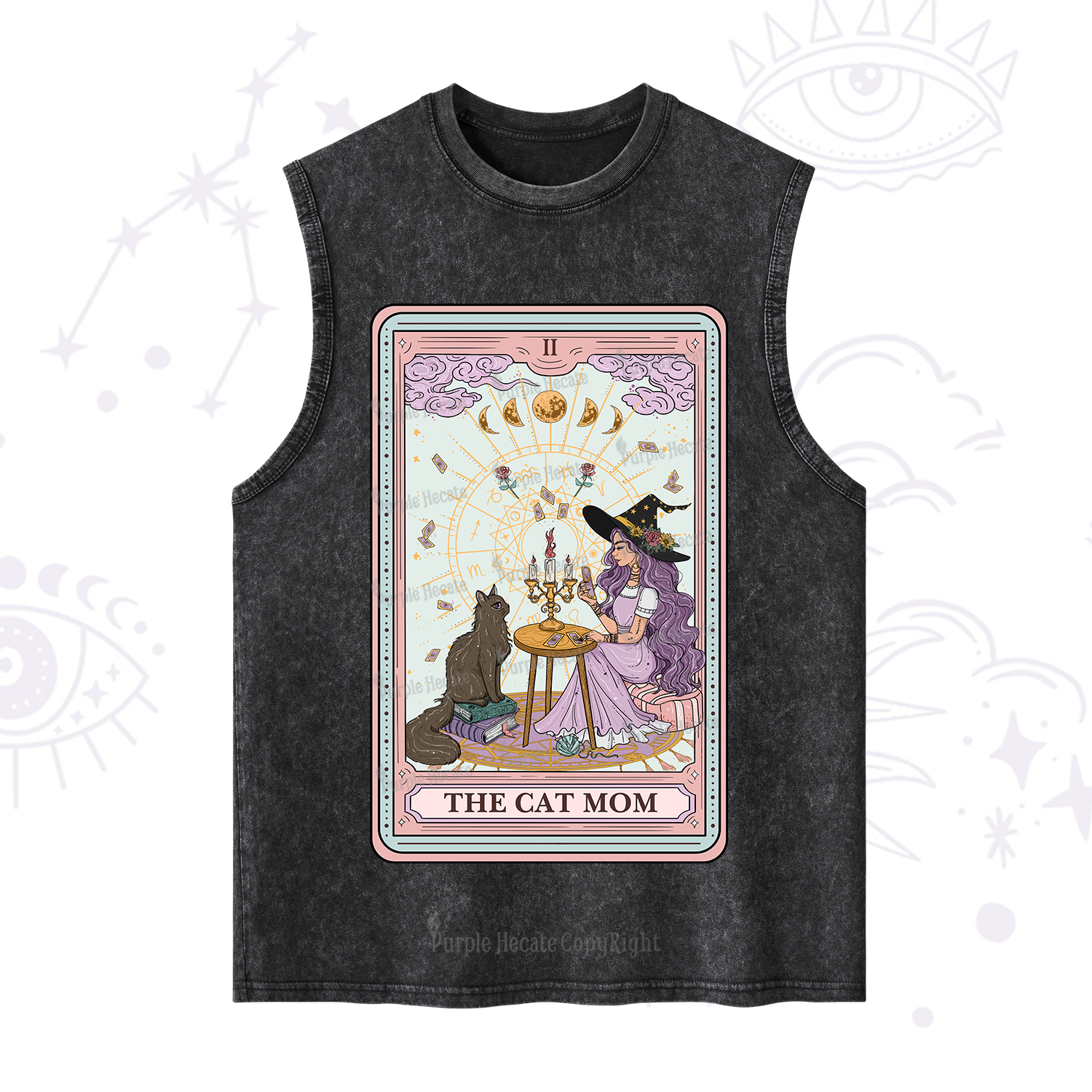 Purplehecate The Cat Witch Mom Tarot Washed Tank