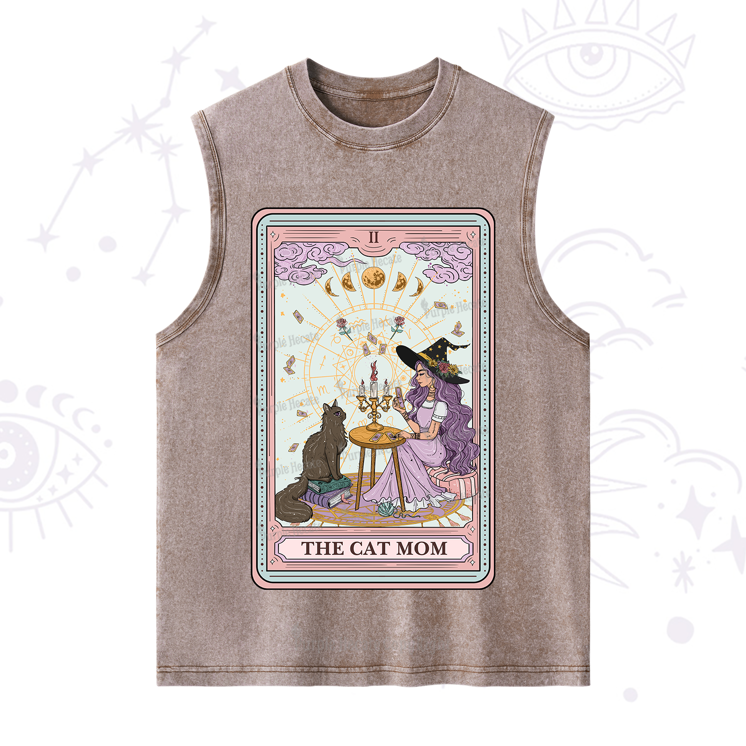 Purplehecate The Cat Witch Mom Tarot Washed Tank