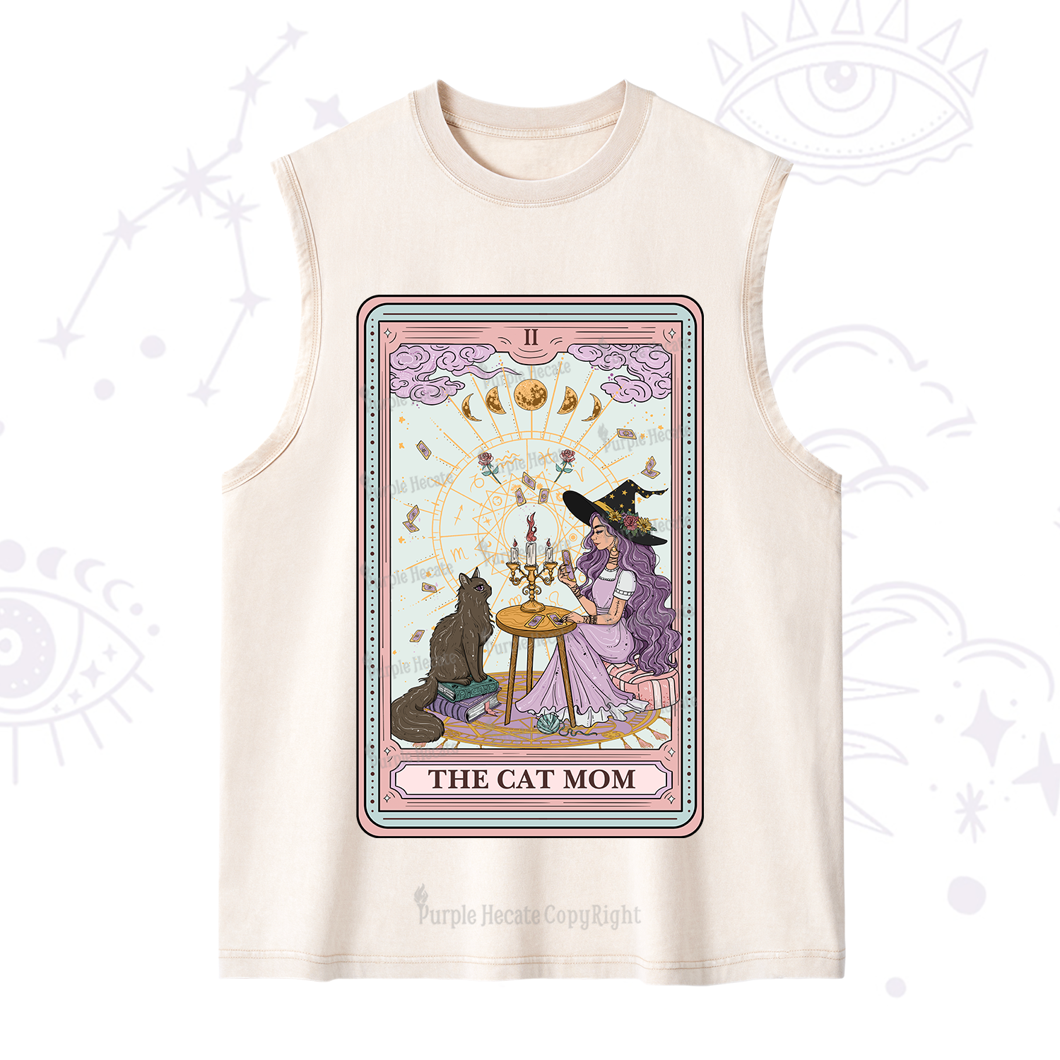 Purplehecate The Cat Witch Mom Tarot Washed Tank