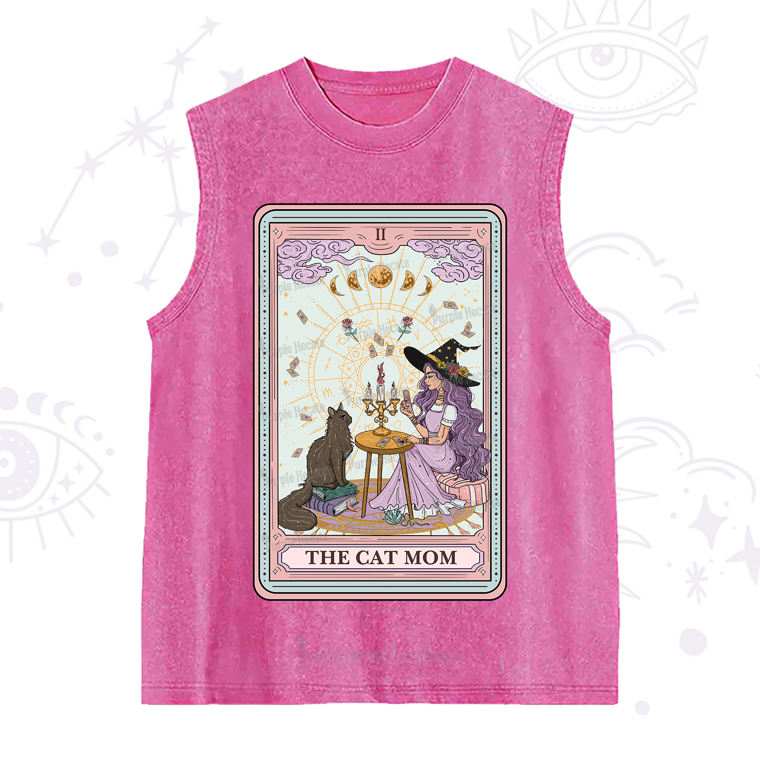 Purplehecate The Cat Witch Mom Tarot Washed Tank