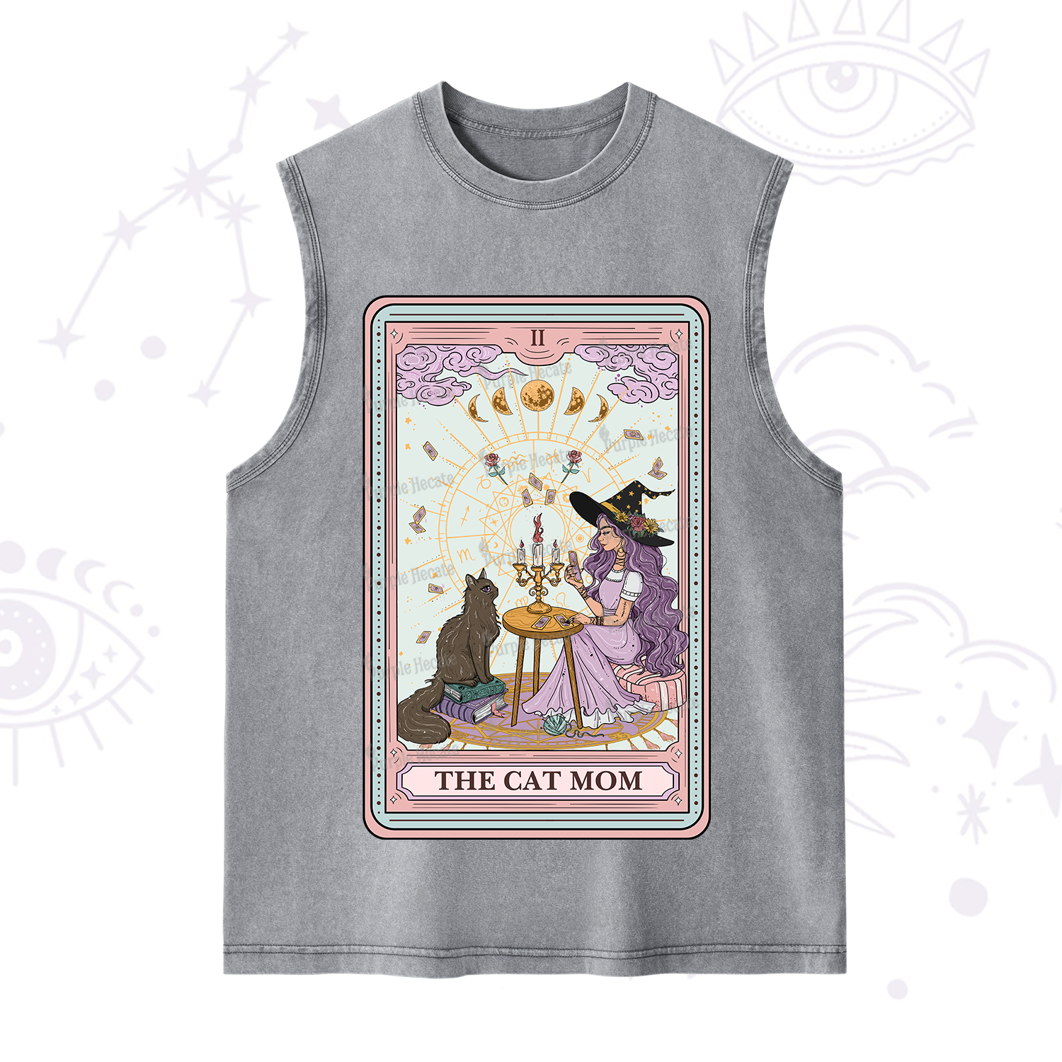Purplehecate The Cat Witch Mom Tarot Washed Tank