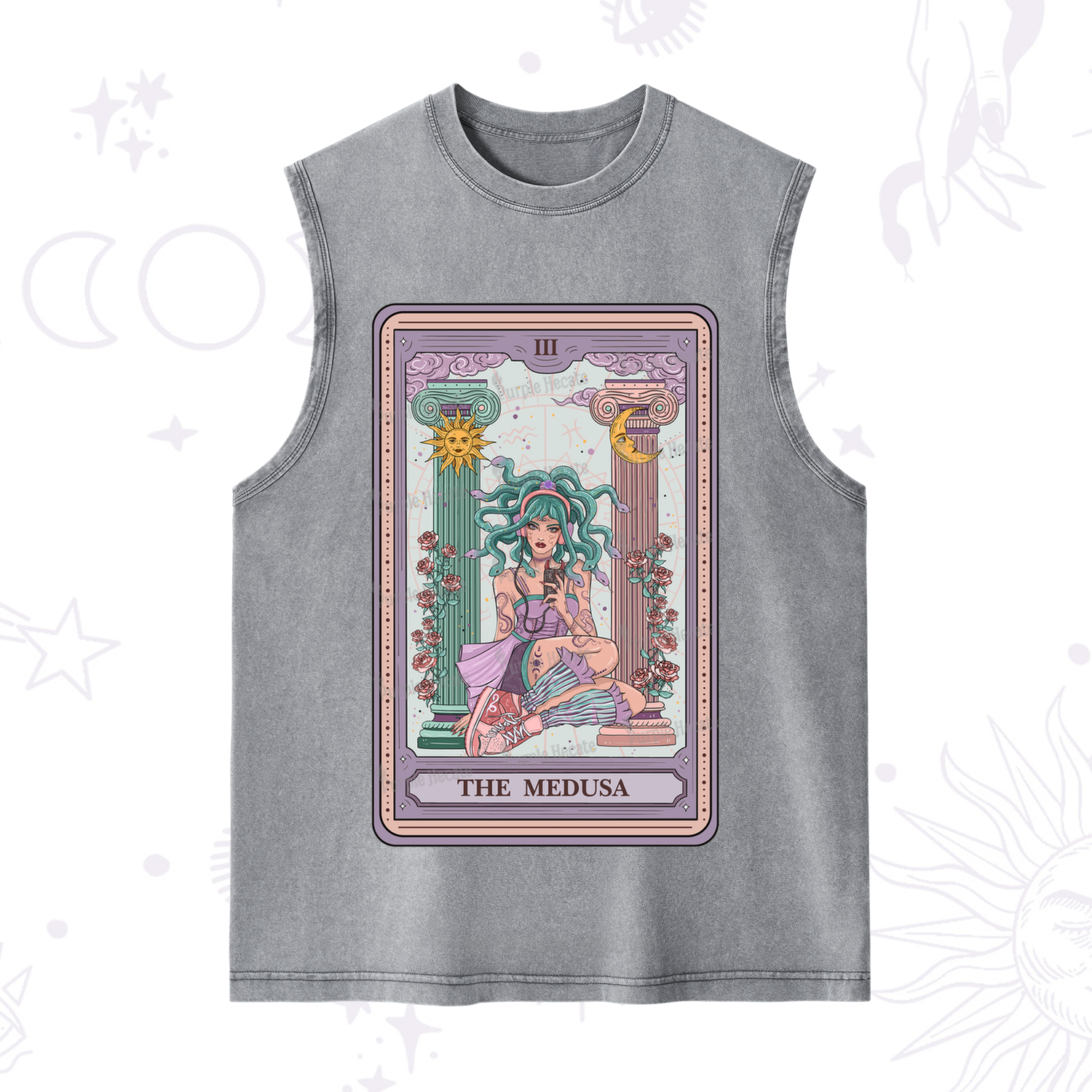 Purplehecate The Fashionable Medusa Tarot Card Washed Tank