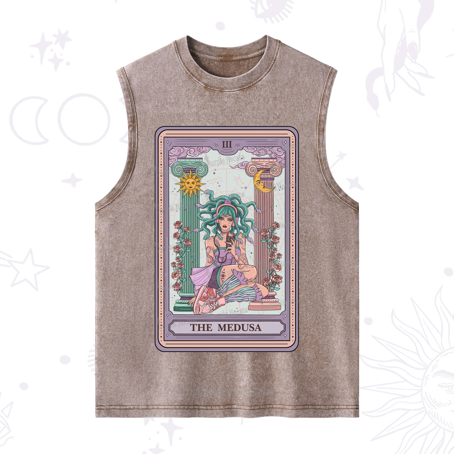 Purplehecate The Fashionable Medusa Tarot Card Washed Tank