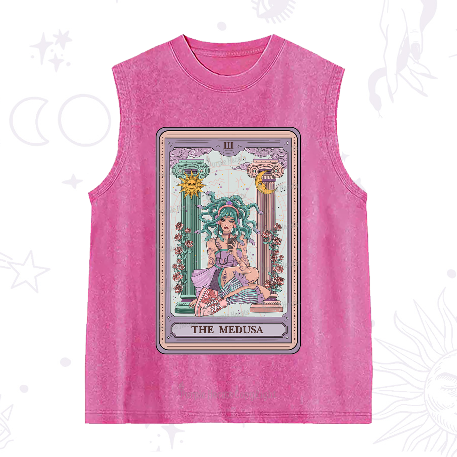 Purplehecate The Fashionable Medusa Tarot Card Washed Tank